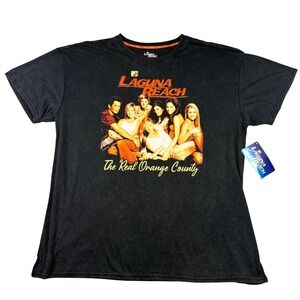 MTV Laguna Beach Graphic Tee Mens XL Black Mineral Wash The Real Orange County